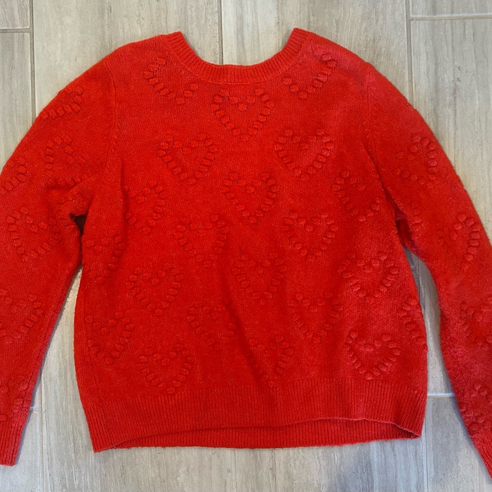 H&M Vibrant Red Heart Pattern Sweater